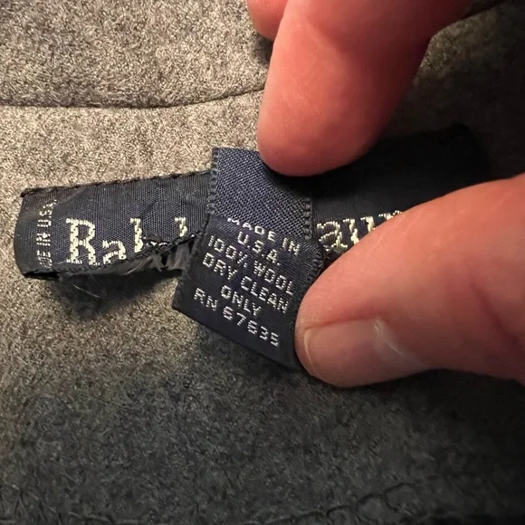Ralph Lauren Wool Coat With Belt Gray Vintage Blue Label Made USA Size 10 FLAW - Picture 4 of 16